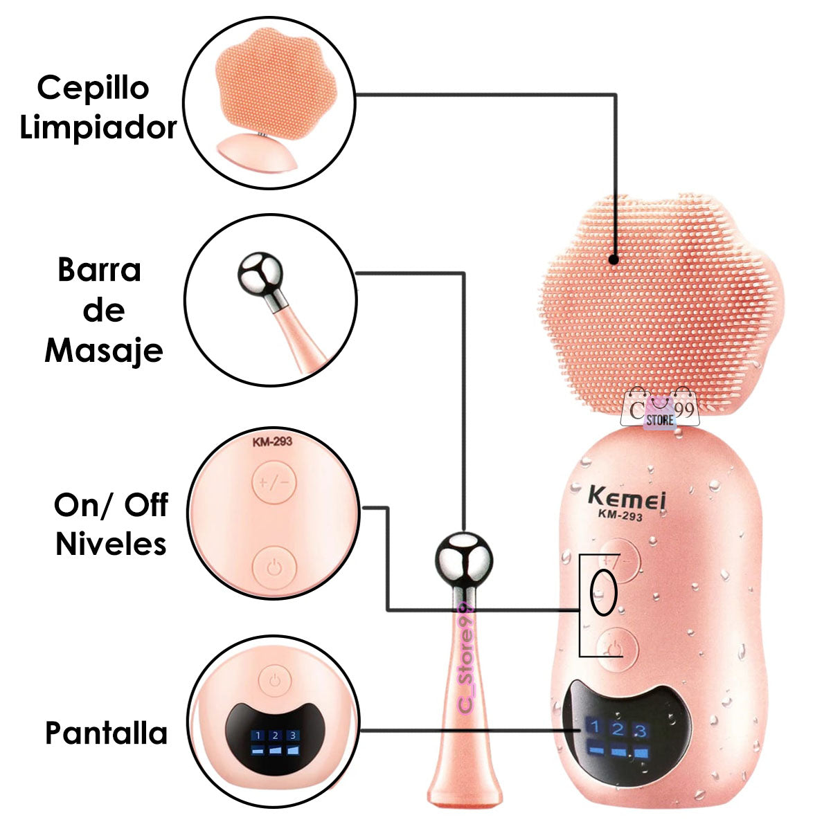 Masajeador y Cepillo Limpiador De Rostro
